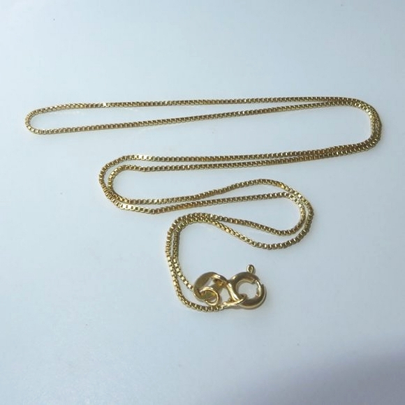 14K Yellow Gold Plated Sterling Silver Box Chain 18" - Picture 9 of 9